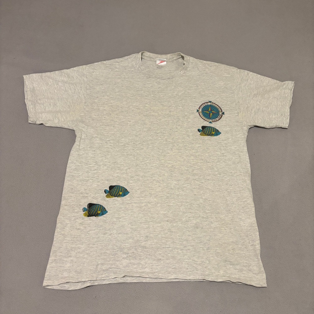 Vintage 90s Speedo Graphic T Shirt Gray Mens Large Australia Surf Summer Casual